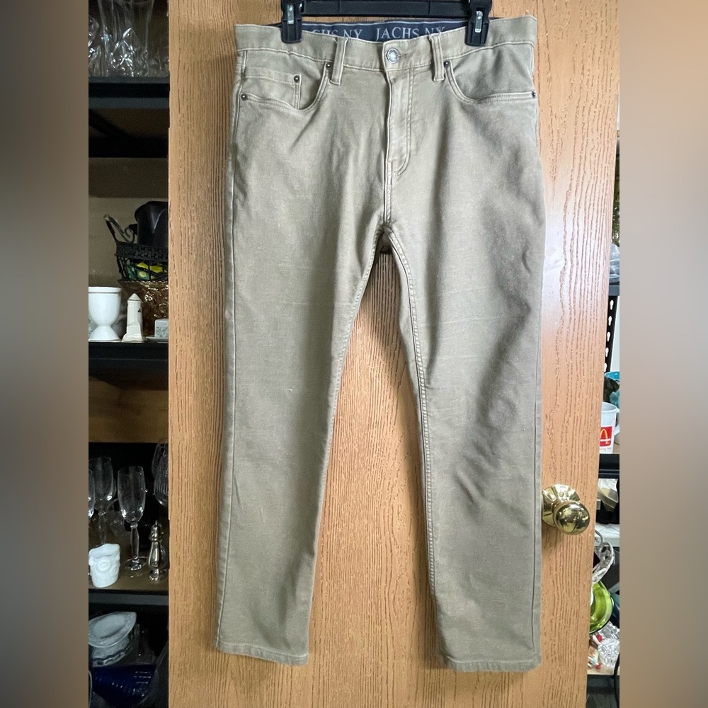 JACHS NY Men’s Khaki Stretch Twill‎ Jeans-Style Pants 34x30 Slim Fit